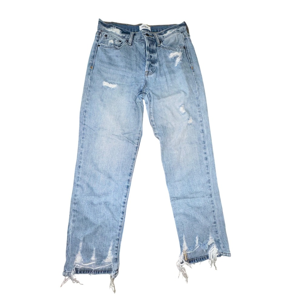 Pistola Jeans Women Size 26 Charlie High Rise Distressed Straight Leg Button Fly
